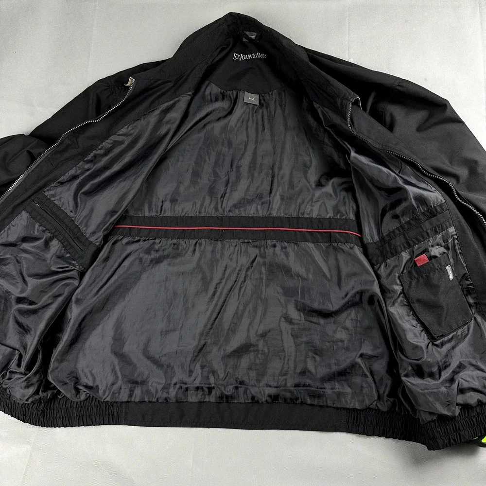 St. John's Bay Black‎ Zip Up Water Resistant Windbreaker Men's 2XLT